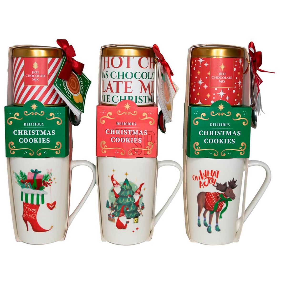 Weihnachtsbecher mit Schokolade & Plätzchen – Geschenkset